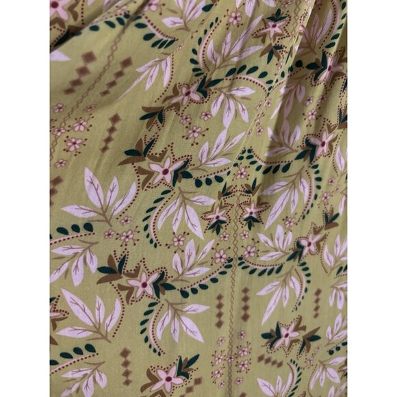 Natural Life Rayon Oversized Flowy Floral Mustard Dress Large Summer Cottagecore - Picture 6 of 10